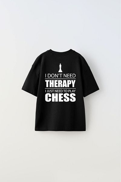 The Champ Clothing Детска тениска с щампа с каре и дизайн - Нямам нужда от терапия, просто трябва да играя шах