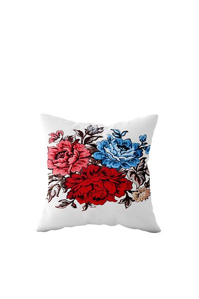 linazaitun Double Sided Hidden Zippered Colorful Flower Bouquet - Throw Pillow Seat Pillow Case
