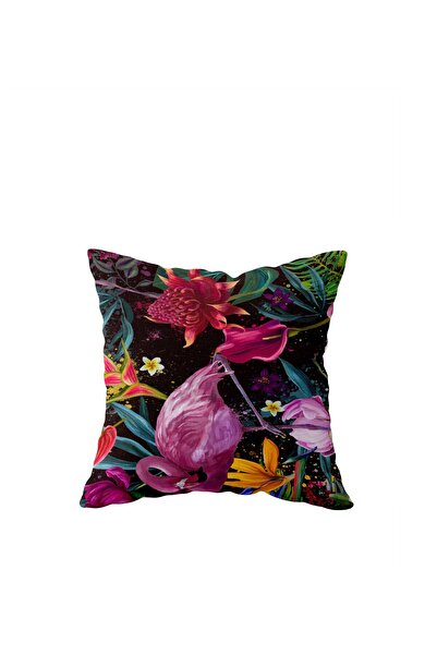 linazaitun Filamingo Pattern Single Side Hidden Zipper Pillowcase Throw Pillo...