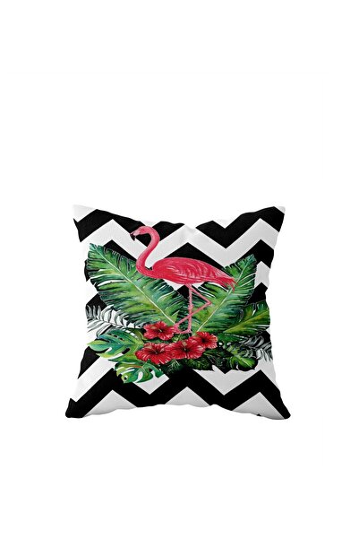 linazaitun Black Filamingo Single Side Hidden Zipper Pillowcase Throw Pillow ...
