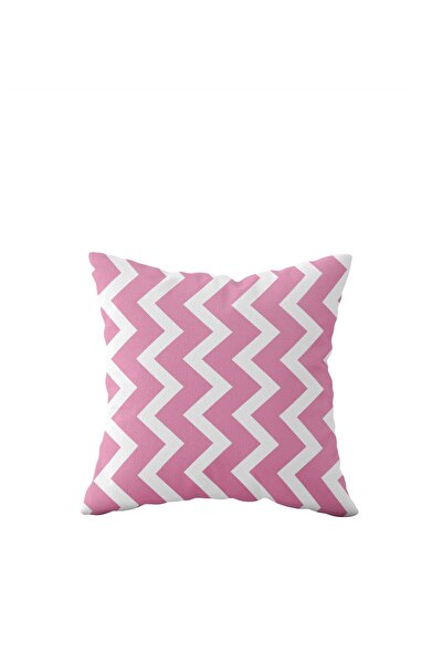 linazaitun Pink Zigzag Single Side Hidden Zipper Pillow Case Throw Pillow Sof...