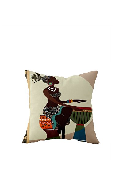 linazaitun Ethnic Black Women One Side Hidden Zipper Pillowcase Throw Pillow ...