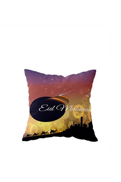 linazaitun Eid Mubarak Ramadan Sky Theme Single Sided Hidden Zipper Throw Pil...