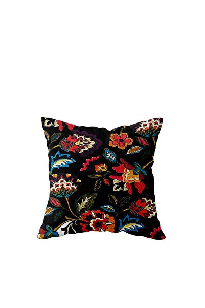 linazaitun Black Mandala Single Side Hidden Zipper Pillowcase Throw Pillow So...