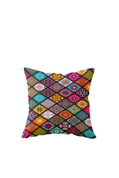 linazaitun Ethnic Tile Colorful Mosaic Double Sided Hidden Zippered Pillowcase Throw Pillow Seat Pillowcase