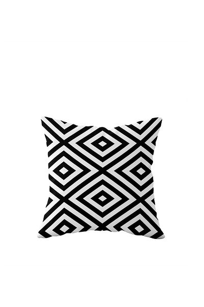 linazaitun Black Baklava Pattern Single Side Hidden Zipper Pillowcase Throw Pillow Sofa Pillowcase