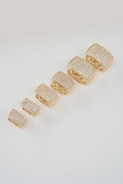 By Zeyna Aksesuar Vip Series Zircon Stone 3 Size Women's Earring Set - ZRK007