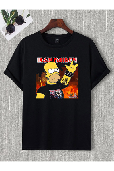 donamod Unisex Oversize Iron Madıen Black Sabbath Ac Dc Metallıca Pantera Slipknot Rock Metal Tişört T shirt