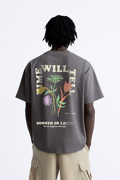 The Champ Clothing Ανδρικό μπλουζάκι Tulip Design Printed - Sooner Or Later Smoked Oversize