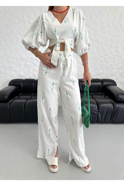 ASM Fashion Women's Linen Embroidered Printed Bone Colored Design