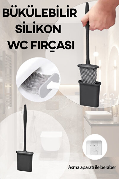 Vwear Set de perii de toaletă din silicon de culoare antracit Perie practică ...