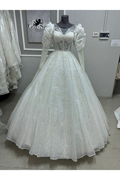 EKY GÖR SEV WEDDING DRESS UZUN KARPUZ KOLLU A KESİM GELİNLİK