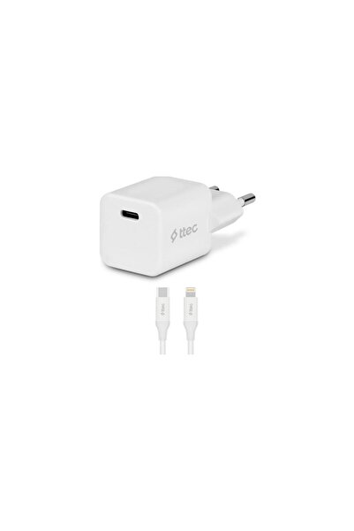Ttec SmartCharger 20W PD Seyahat Hızlı Şarj Aleti + USB-C - Lightning 150 Cm Kablo Beyaz