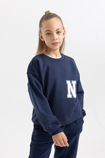 DeFacto Thick and Soft Furry Crew Neck Girl's Sweatshirt - B2507a823wn