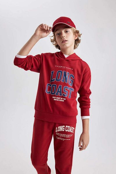 DeFacto Boy's Printed Hooded Thick Sweatshirt B8987a823cw