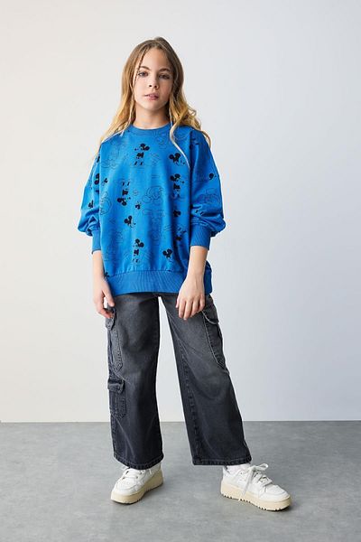 DeFacto Disney Mickey & Minnie Girls' Oversize φούτερ - Crew Neck B9882a824sp