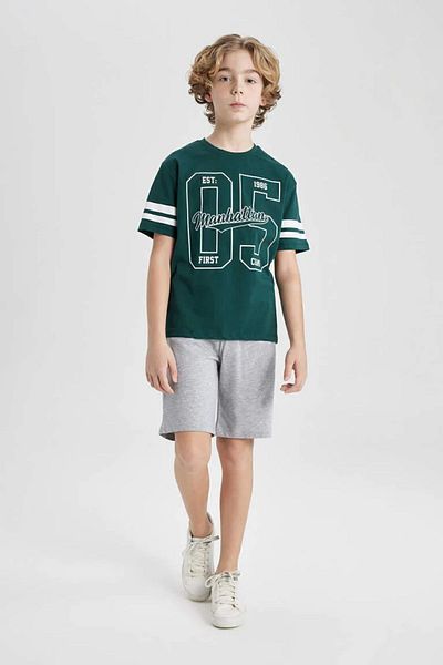 DeFacto Boys' Set of 2 Printed Short Sleeve T-Shirt Shorts C2183A824Sm