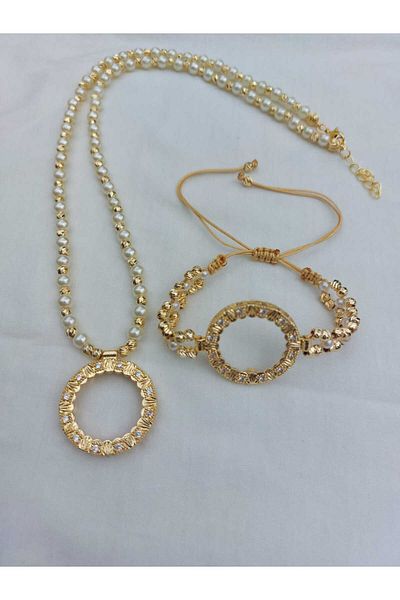 GEZERGOLD TAKI Versac Half Bracelet Necklace with Pearls - 55cm