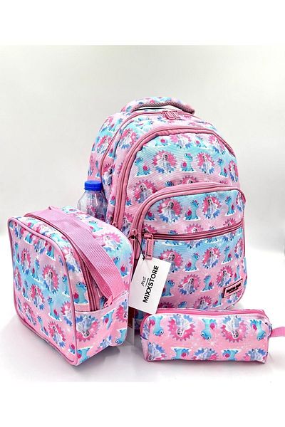 ms mixxstore Rucsac pentru școală primară pentru fete cu model de caractere și suport pentru stilou
