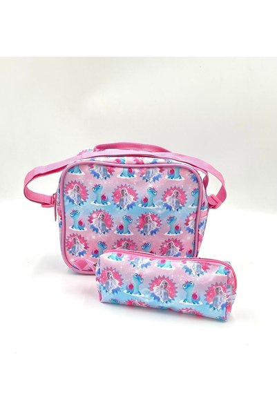 ms mixxstore Rucsac pentru școală primară pentru fete cu model de caractere și suport pentru stilou