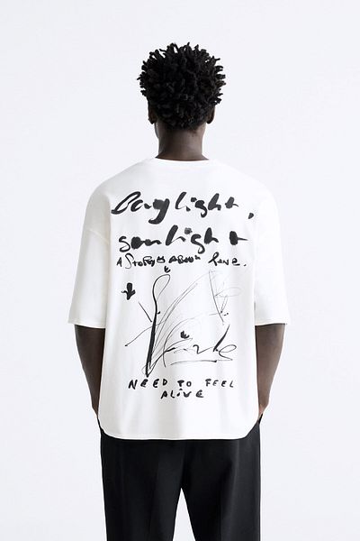 The Champ Clothing Ανδρικό μπλουζάκι Crew Neck Bay Light Son Light με εμπριμέ λευκό Oversize