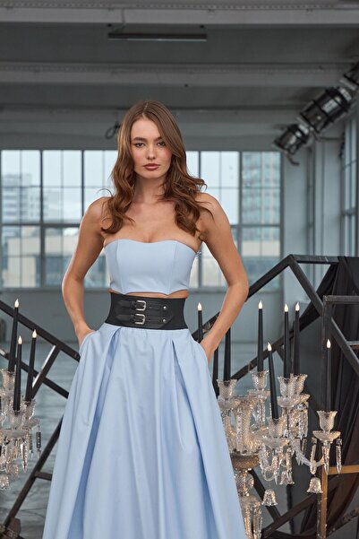 NOK İSTANBUL Sophisticated Elegance Crop Top Mavi