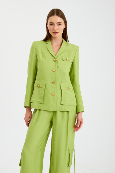 NOK İSTANBUL Cool Mode Serisi Kate Keten Karışımlı Kargo Pantolon Yeşil