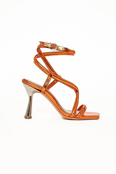 NOK İSTANBUL Orange Nok Cool Mode Series - Asymmetrical Banded Heeled Sandals