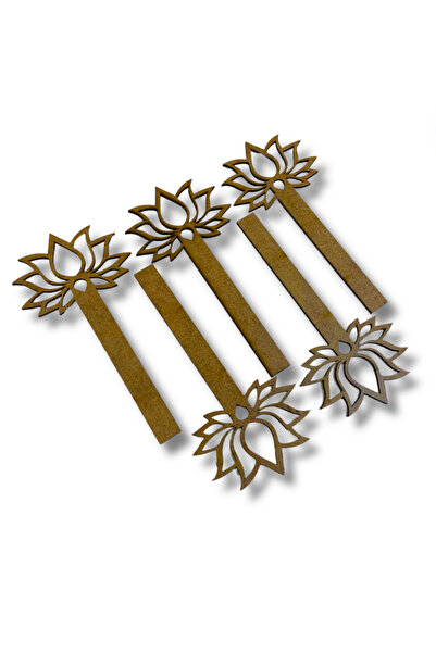 Mandalart Fabric Set of 5 Lotus Patterned Bookmarks - Wooden Raw, 2.8mm, Pain...