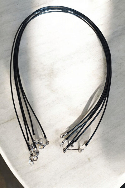 MGA DOĞAL TAŞ Deri Kauçuk Kolye Ipi Takı Ipi Papağan Klipsli Hazır Kolye Ipi  70 cm 3 adet