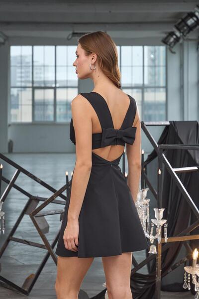 NOK İSTANBUL Ribbon Romance Mini Dress Siyah