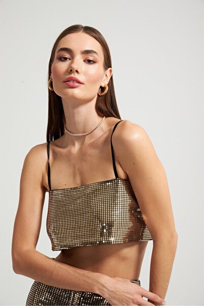 NOK İSTANBUL Askılı Basic Aynalı Top Siyah Kare Gold