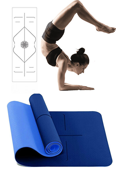 Jet Hizalamalı 8mm Tpe Yoga Matı Pilates Minderi Kaymaz 8 mm Plates Mat Minde...