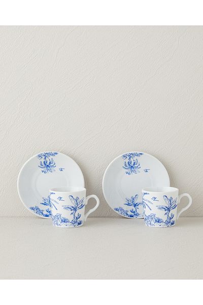 English Home Pappi Porcelain - 4 Piece Blue Personality Coffee Cup Set
