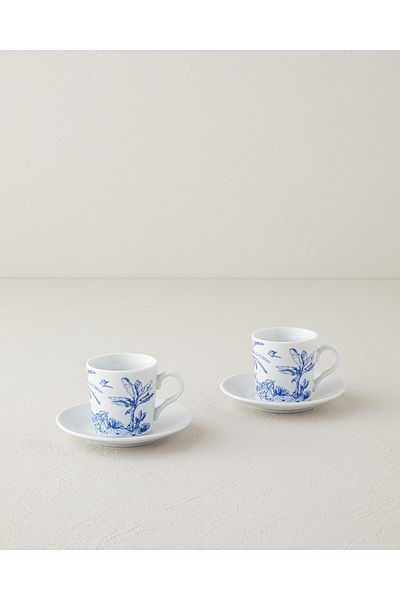 English Home Pappi Porcelain - 4 Piece Blue Personality Coffee Cup Set