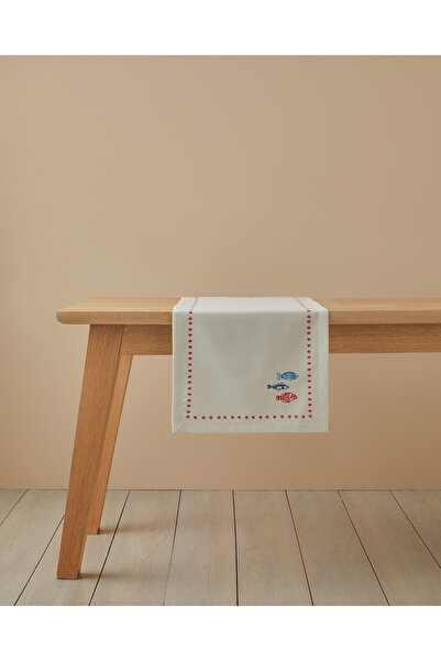 English Home Runner din bumbac White Fishes - 40x140 cm