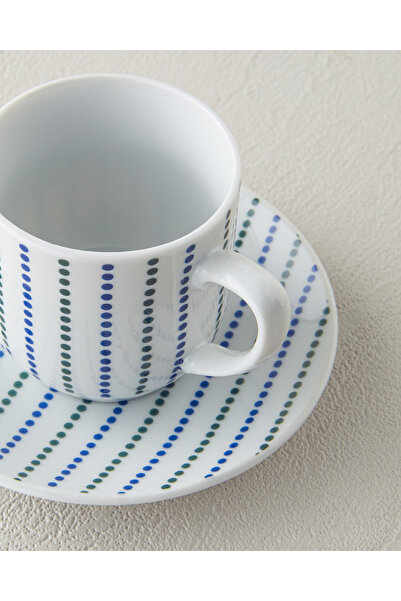 English Home Anchor Porcelain Coffee Cup Set for 2 People - Blue Green 4 Piece Set