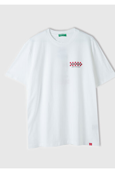 United Colors of Benetton Alb bumbac 100% Bărbați tricou - Slogan pe spatele ...