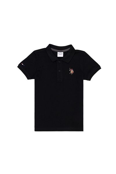 U.S. Polo Assn. Tricou negru cu gât polo pentru băiat - ASILSENCER STORE