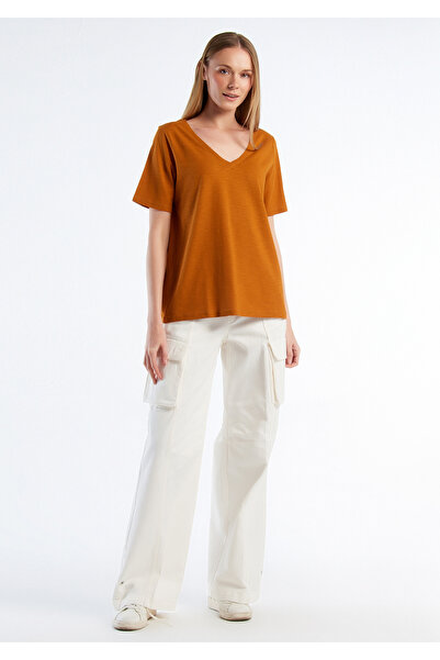 United Colors of Benetton Tricou de damă, 100% Koton, cu decolteu în V