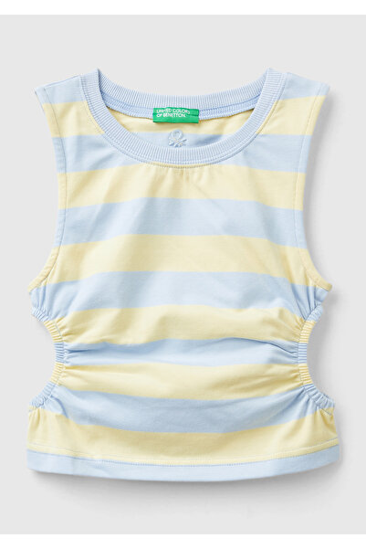 United Colors of Benetton Κίτρινο και μπλε λογότυπο Halter Collar Colorblock ...