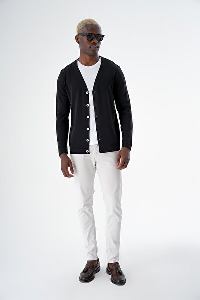 CHUBA Ανδρικά βαμβακερά κουμπιά Standard Fit Casual Knitwear Ζακέτα Μαύρη 24s277