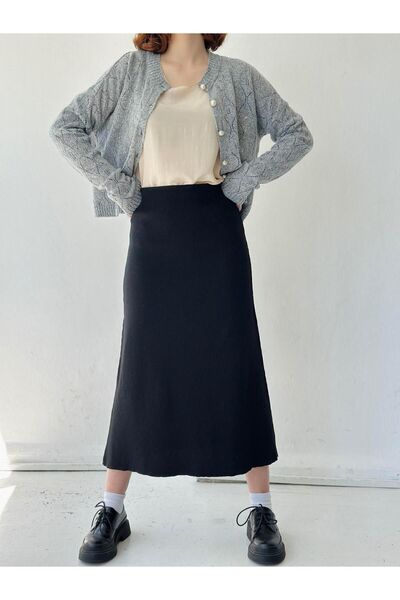 Retrobird Fustă de damă Black Bell Knitwear