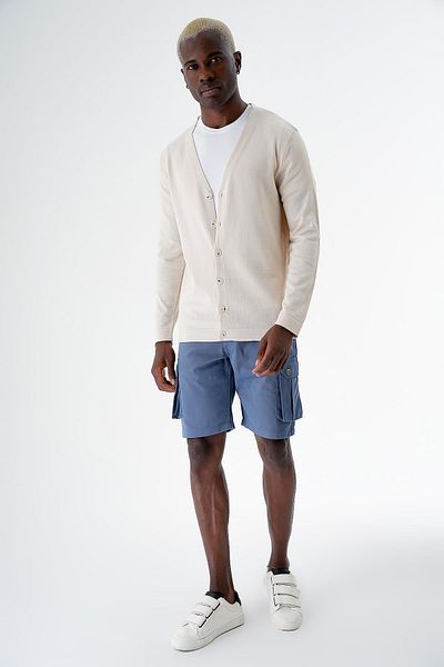 CHUBA Ανδρικό πλεκτό με βαμβακερά κουμπιά Standard Fit Casual Ζακέτα Μπεζ 24s277