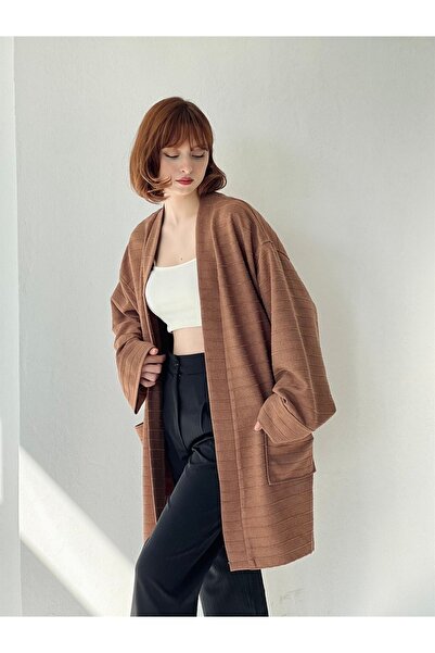 Retrobird Χειμερινή ζακέτα με τσέπες κιμονό Unisex καφέ