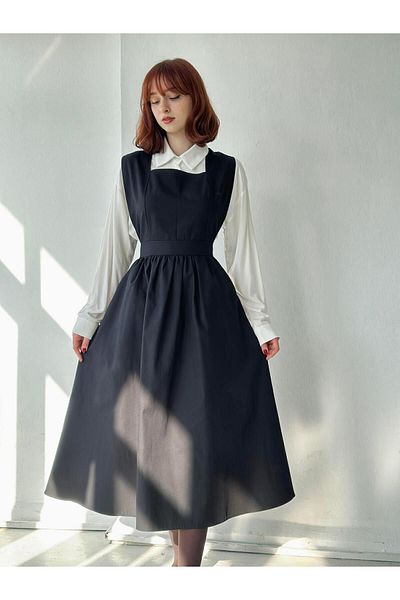 Retrobird Rochie Mandy Long Midi Gilet Femei Negru