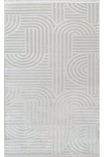 KARAR HALI 4255A BEJ LİZBON Modern Desenli Halı Koridor Kesme Yolluk Yumuşak ...