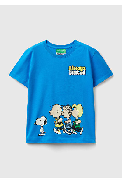 United Colors of Benetton Dečačka Saks plava majica sa prednjim printom kikir...