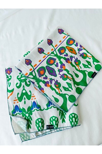 Retrobird Keten Kumaş Desenli Fular Kadın Çok Renkli