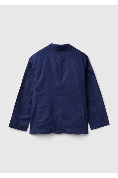 United Colors of Benetton Тъмносиньо яке за момче от ленена смес
